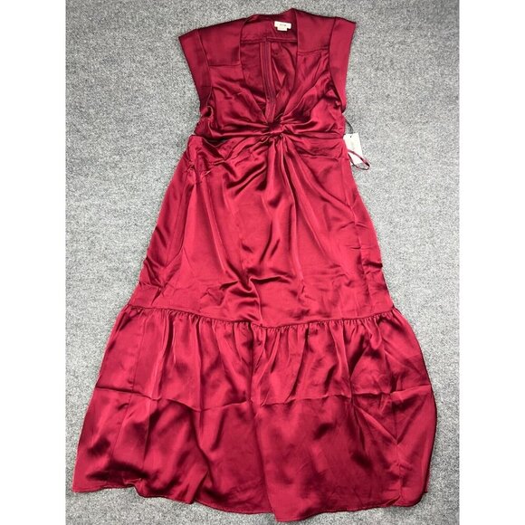 Jason Wu Red Side Cut-Out Maxi Dress Women's Large Red Front Knot NWT MSRP $400 - Picture 1 of 9